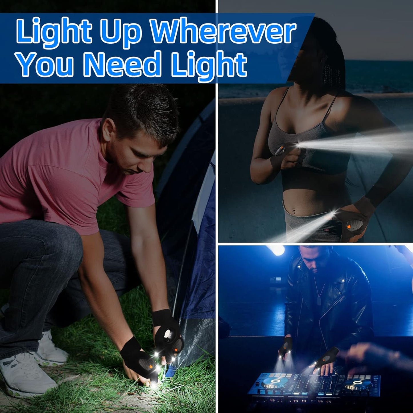 LED Flashlight Gloves – Hands-Free Work Light for Auto Repair, Engine Bay, and Mechanic Garages