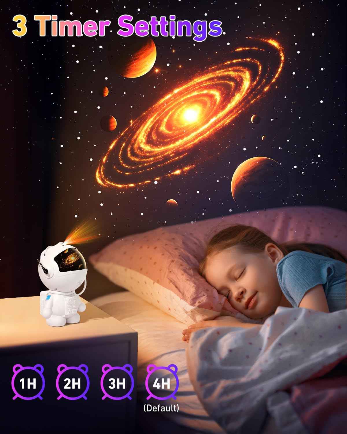 AstroLume Astronaut Galaxy Projector for Bedroom Decor – Sculptural Figurine Night Light with 12 Cosmic Scenes for Living Room