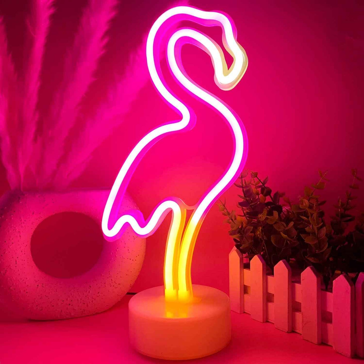 Pink Flamingo LED Neon Sign – Tropical Accent Light for Bedroom Aesthetic and Dressing Table Styling