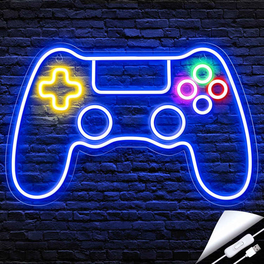Kavaas Gamer Neon Sign – Awesome Birthday Gift for Teen Boys, LED Game Controller Wall Light for Gaming Room