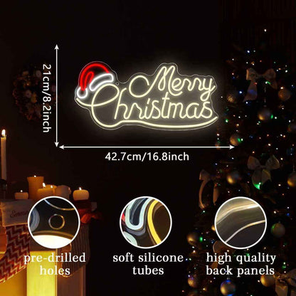 Allball Merry Christmas Neon Sign – Flameless Holiday Wall Light, Cool Touch and Smoke Free LED Decor
