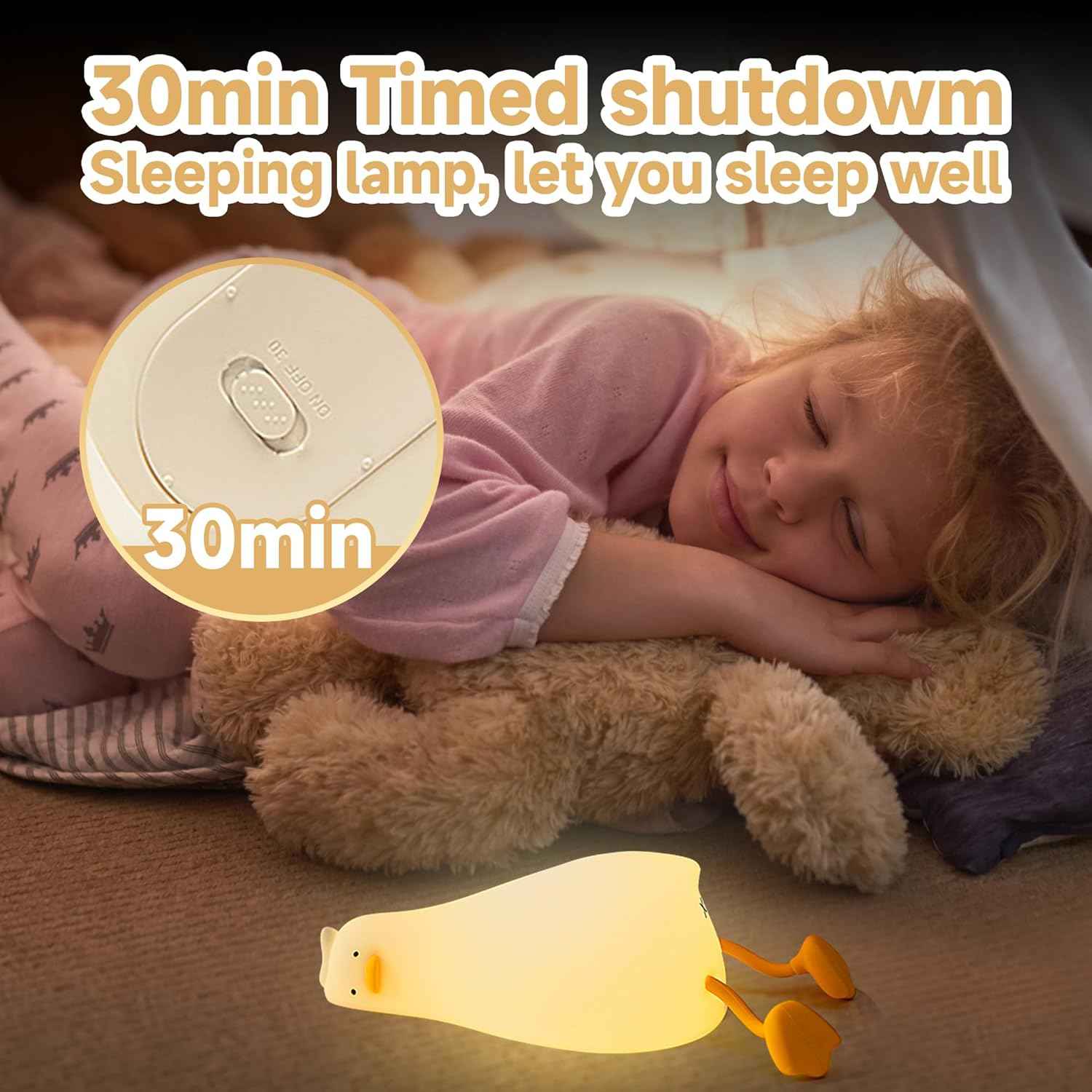 Duck Night Light – Holiday Gift for Women and Mom, Cute Squishy Lamp for Bedroom and Dorm