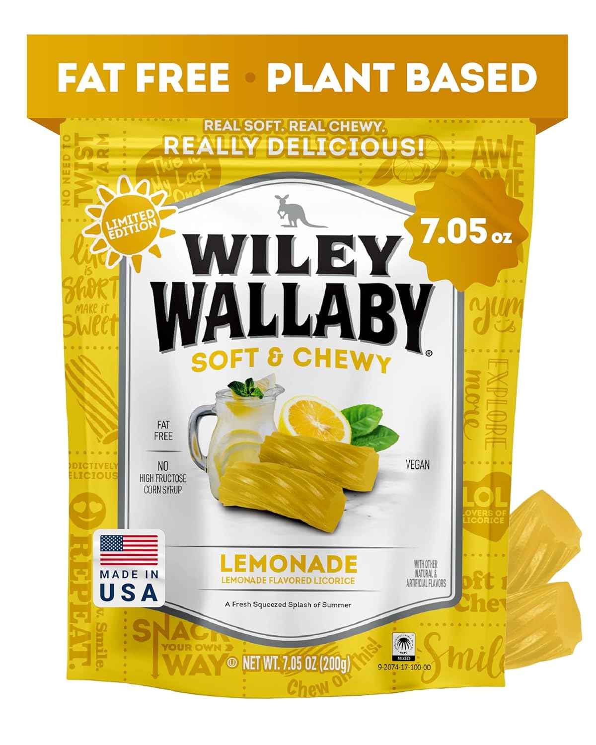 Wiley Wallaby Licorice – Resealable Lemonade Twists for Camping, Hiking, and Trail Snacking