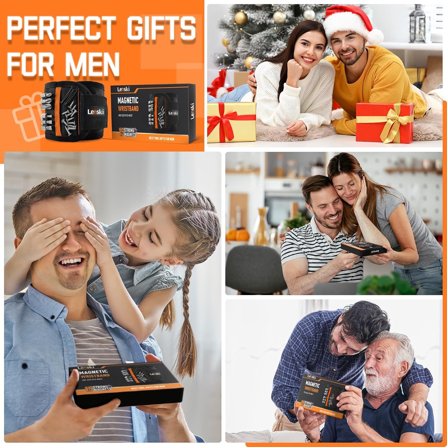 Lenski Magnetic Wristband Tool Belt – Christmas Stocking Stuffer for Men Who Have Everything, White Elephant Gift Idea
