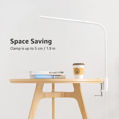 Lepro Slim Clip-On LED Lamp for Uncluttered Desks, Matte Aluminum USB Reading Light in White or Black
