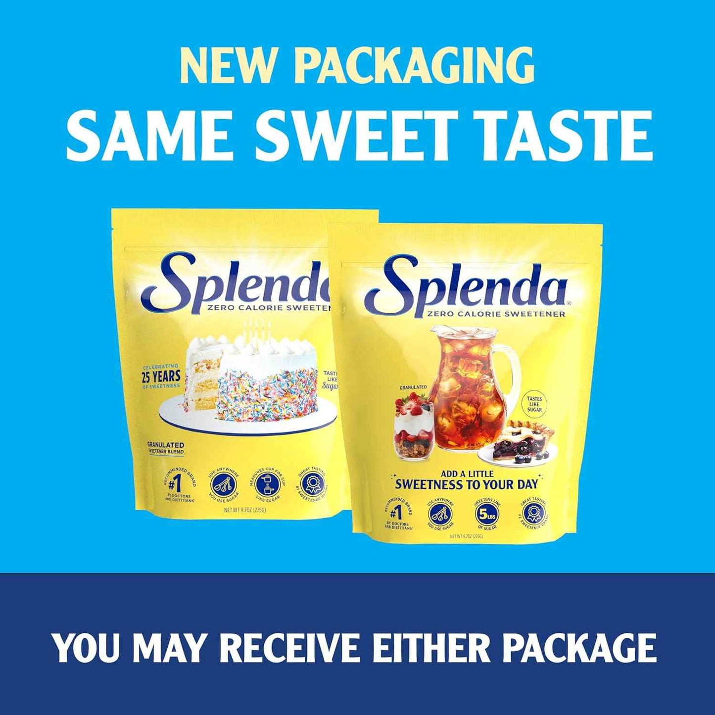 SPLENDA Granulated Sweetener – Family-Safe Sugar Swap for Kids' Cereal, Oatmeal, and Lunchboxes