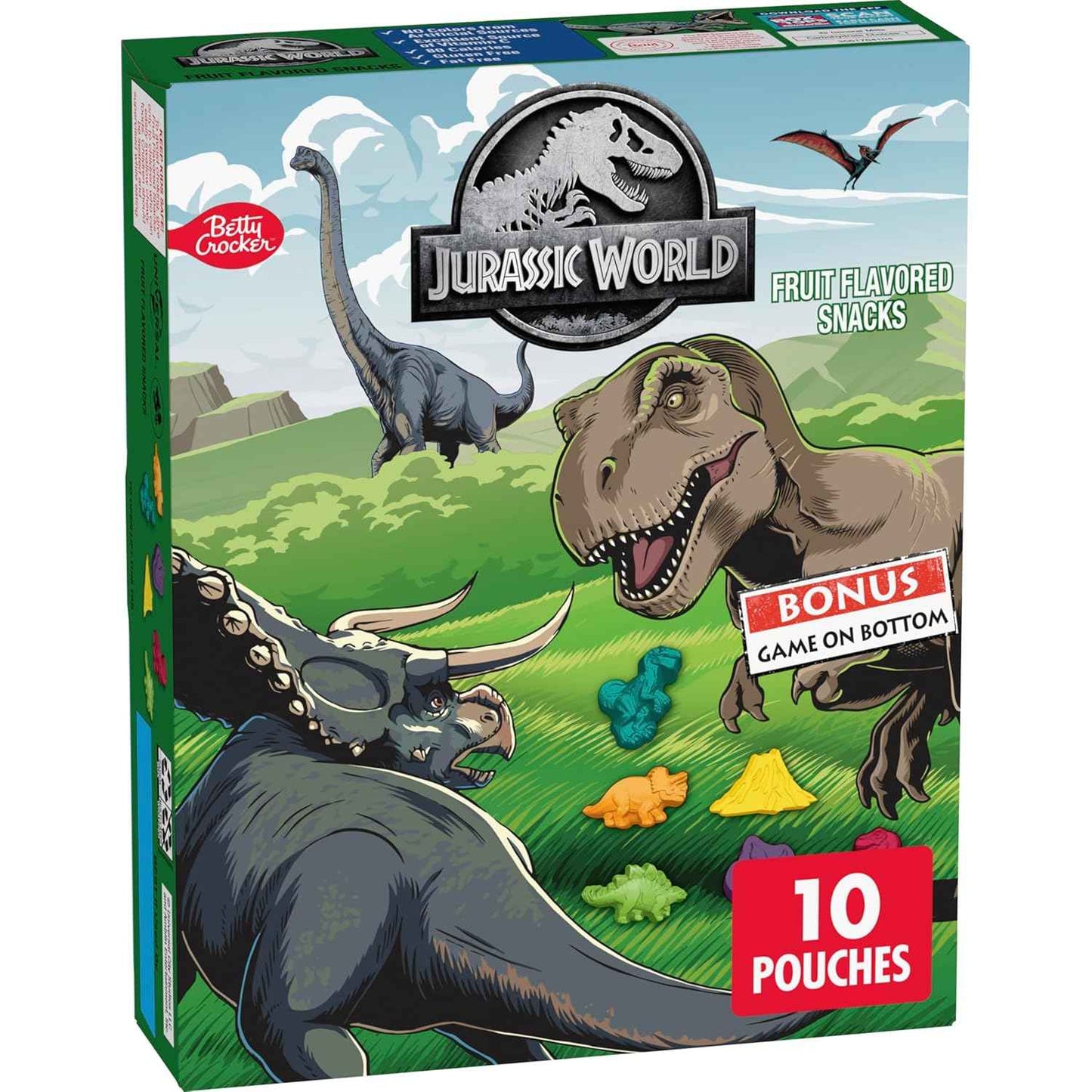 Jurassic World Fruit Flavored Snacks – Portable Dinosaur Gummies for Road Trips, Picnics and Park Outings, 10 Pouches