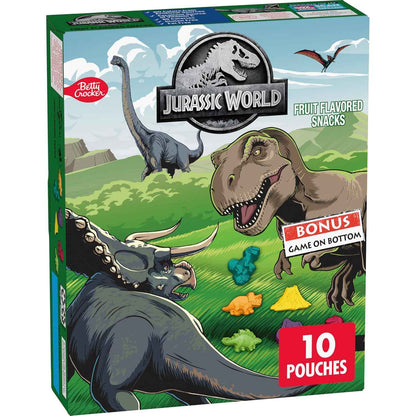 Jurassic World Fruit Flavored Snacks – Portable Dinosaur Gummies for Road Trips, Picnics and Park Outings, 10 Pouches