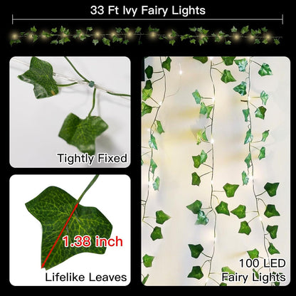 lifelike fabric leaves in 6 botanical designs: ivy, pothos, eucalyptus, orange eucalyptus, maple, holly