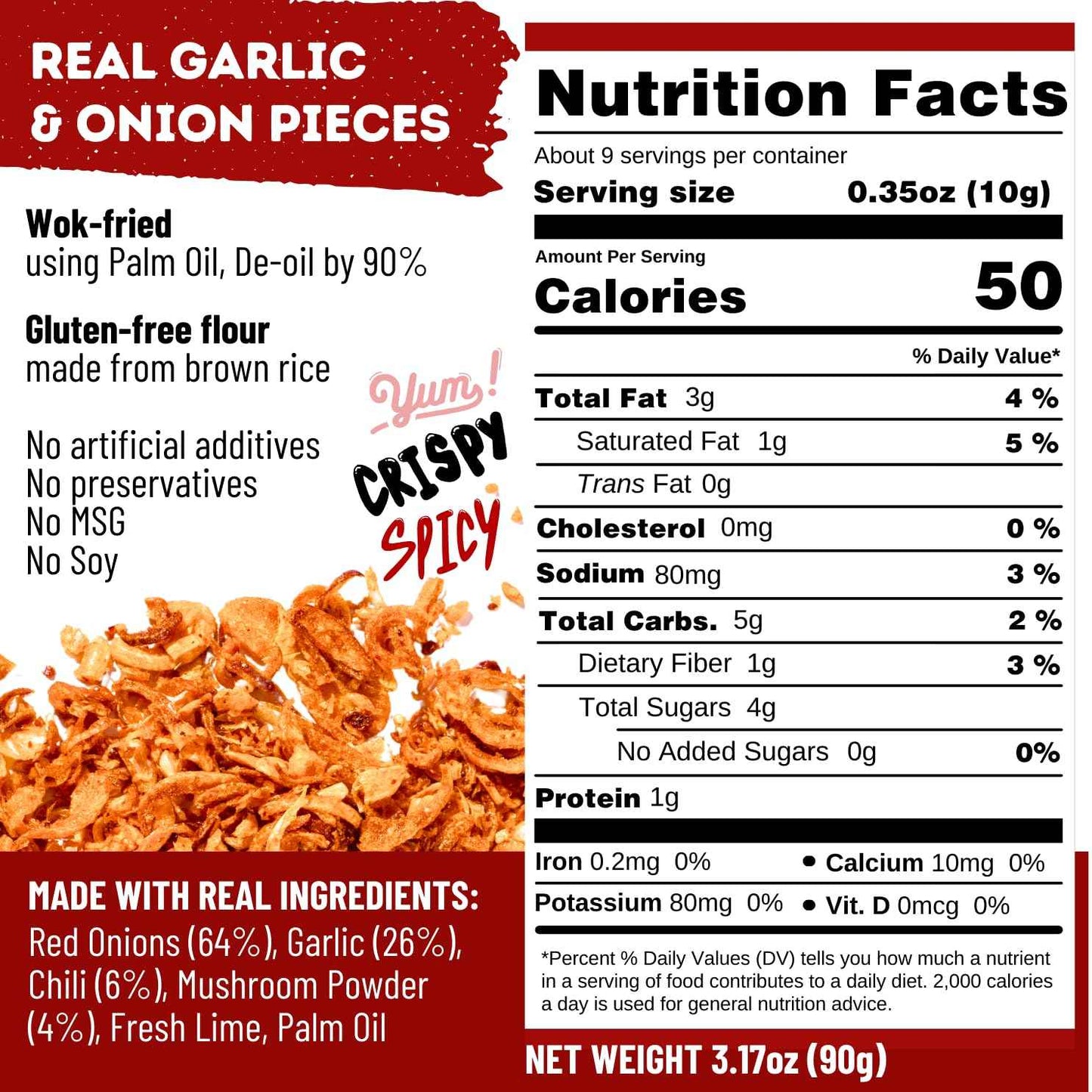 MaeMai Medium Spice Crispy Onions & Garlic Flakes - Clean-Label Thai Chili Crunch for Mindful Home Cooking, Keto & Vegan Friendly