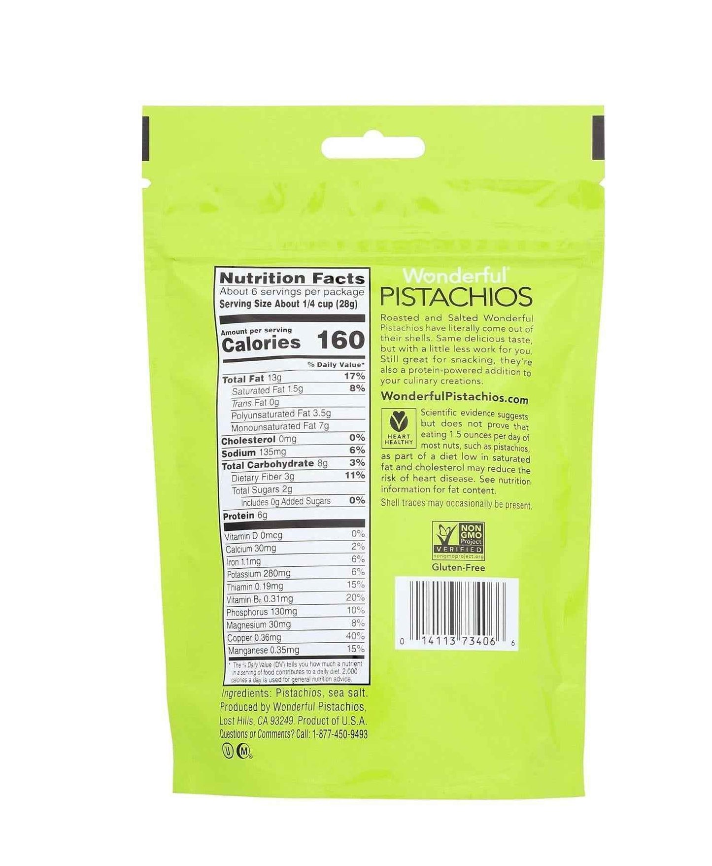 Wonderful Pistachios Roasted & Salted Shelled — Lunch Box Snack for School and After-School Pickups