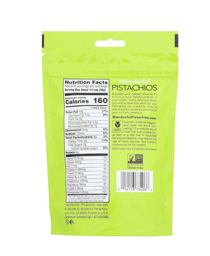 Wonderful Pistachios Roasted & Salted Shelled — Lunch Box Snack for School and After-School Pickups