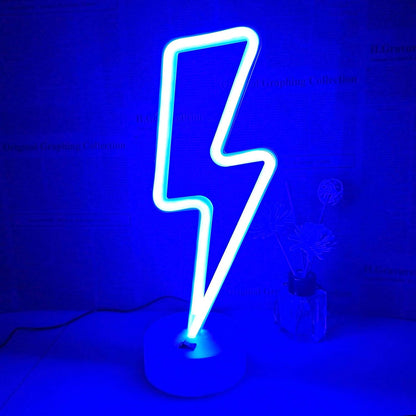 Lightning Bolt Neon Sign - Safe LED Night Light for Kids Bedroom, Cool to Touch Battery Powered Lightning Decor