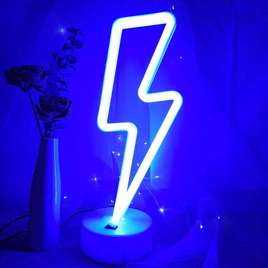 Lightning Bolt Neon Sign - Safe LED Night Light for Kids Bedroom, Cool to Touch Battery Powered Lightning Decor