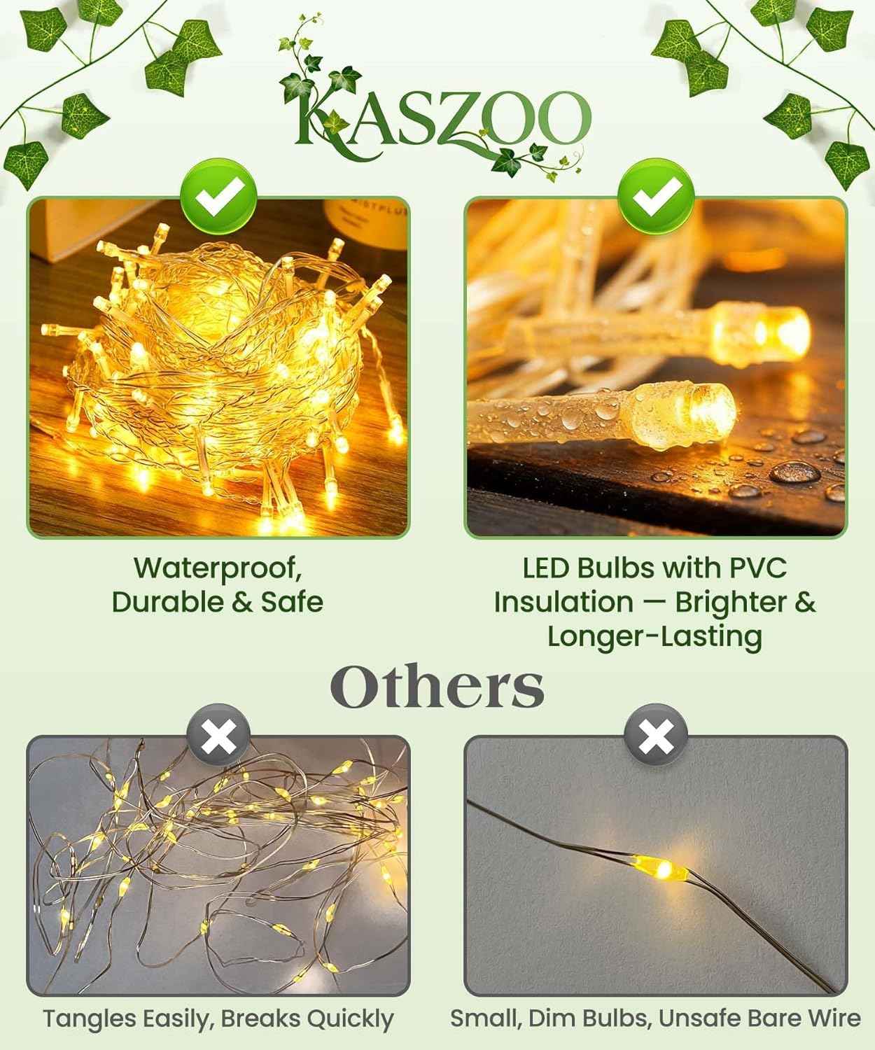 KASZOO 84ft Ivy Garland with LED String Lights – Thoughtful Housewarming Gift for Women and New Homeowners