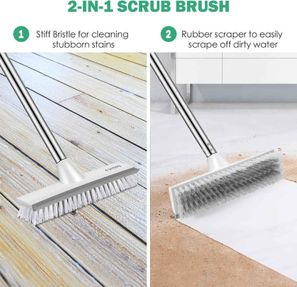 SetSail 51 Inch Floor Scrub Brush with Squeegee – No-Bend Extendable Handle to Reduce Back and Knee Strain During Long Cleaning Tasks