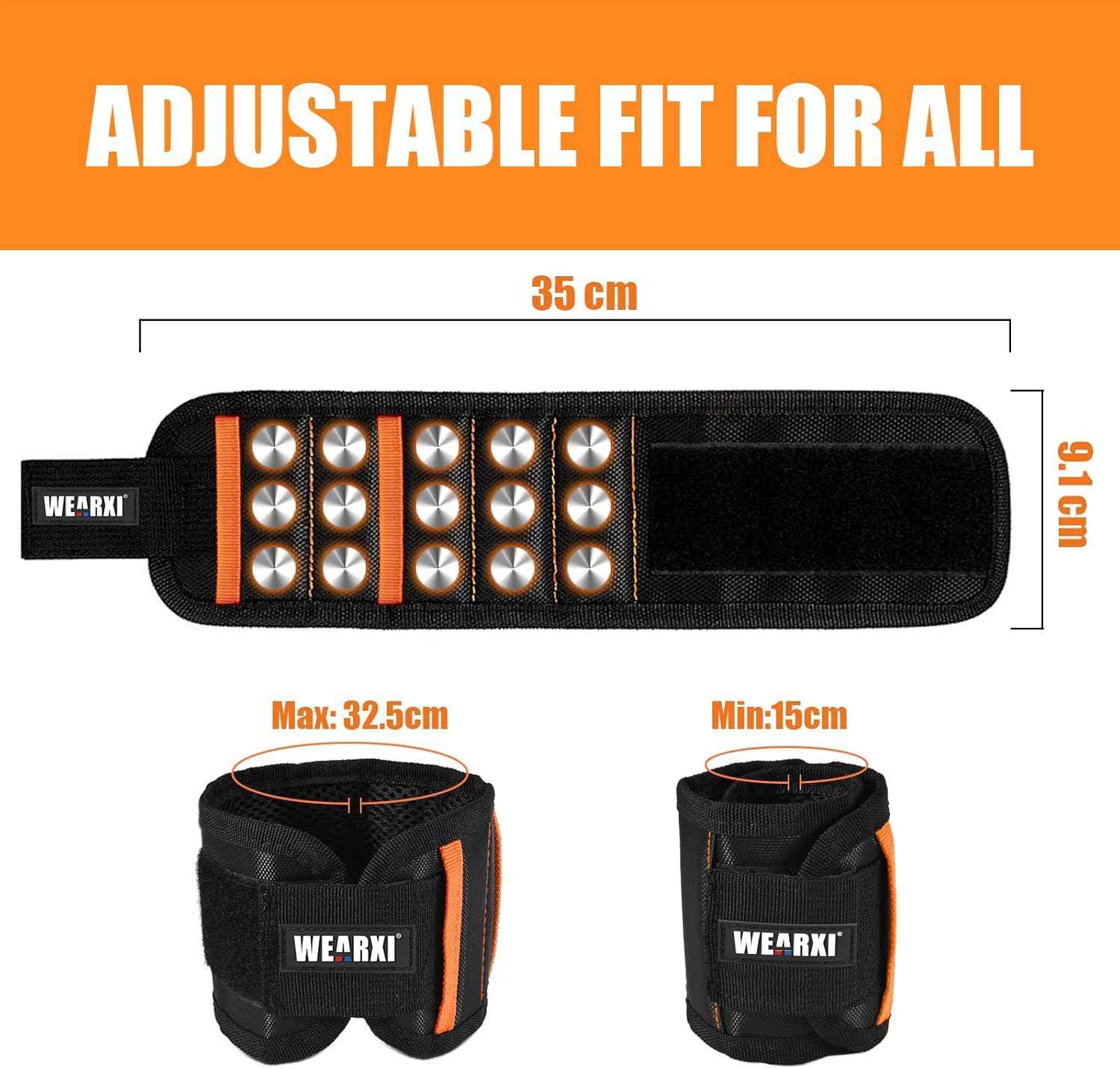 WEARXI Magnetic Wristband Tool – Outdoor Deck Repair and Fencing Accessory, Holds Screws and Nails on the Jobsite