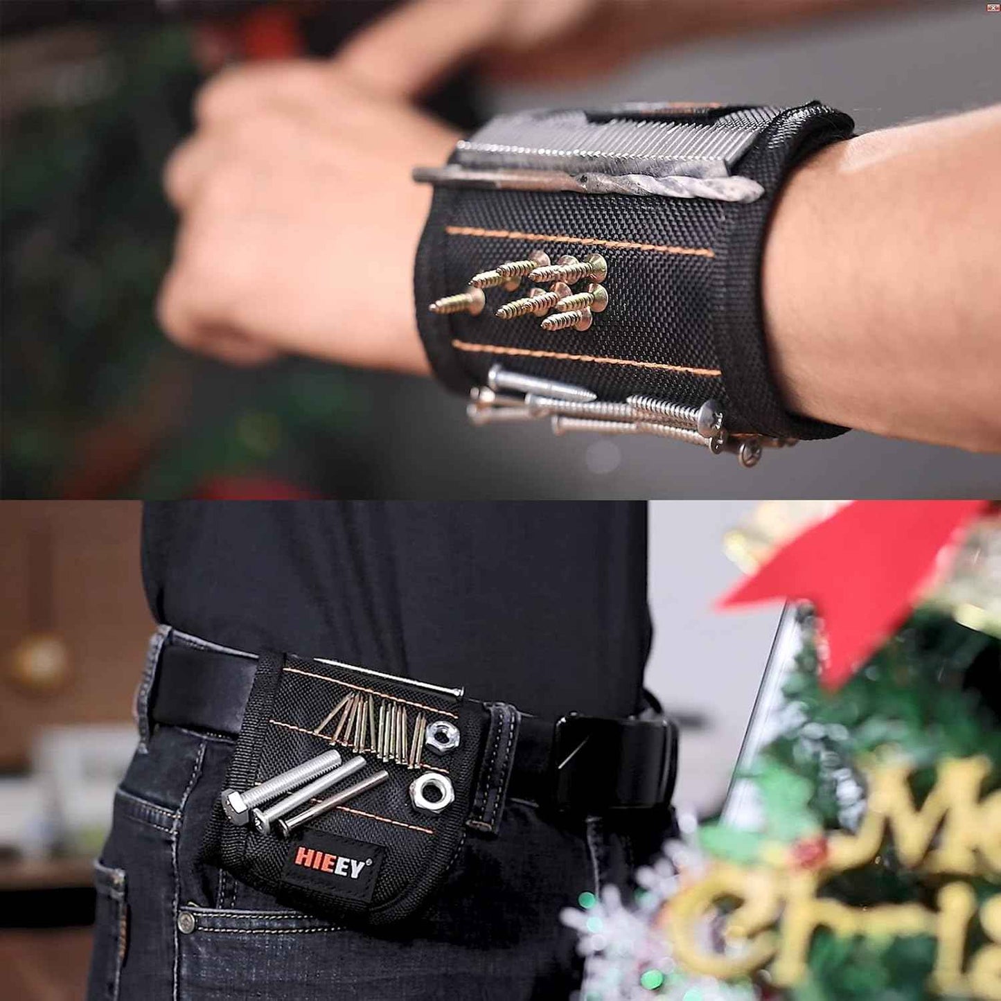 HIEEY 2 Pieces Magnetic Wristband for Holding Screws and Nails – Drop-Free Repair Band for Overhead Work, Reduces Reaching Into Tight Risky Spaces