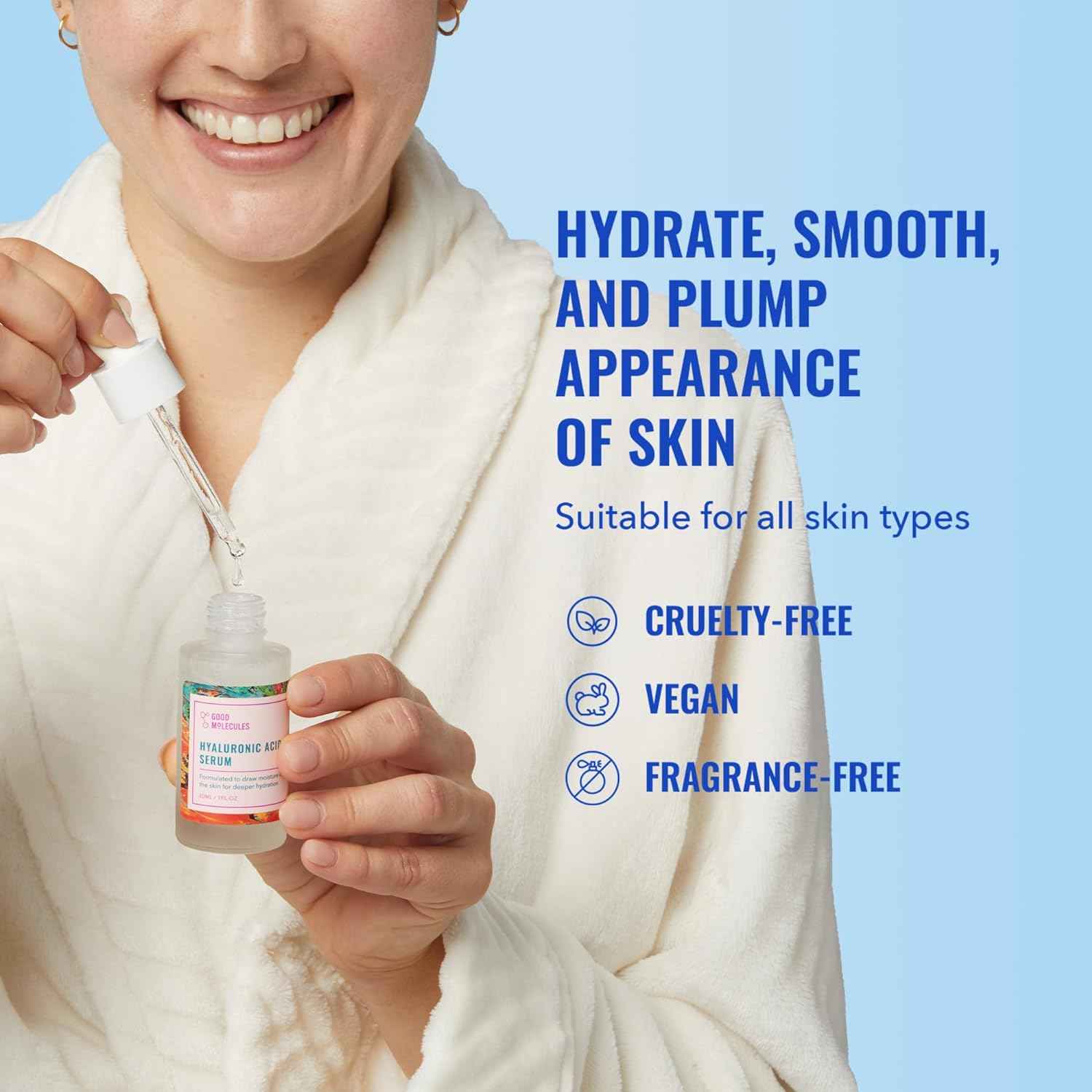 Good Molecules Hyaluronic Acid Serum – Mindful Evening Self-Care Step for the Bathroom, Calming Fragrance-Free Layer