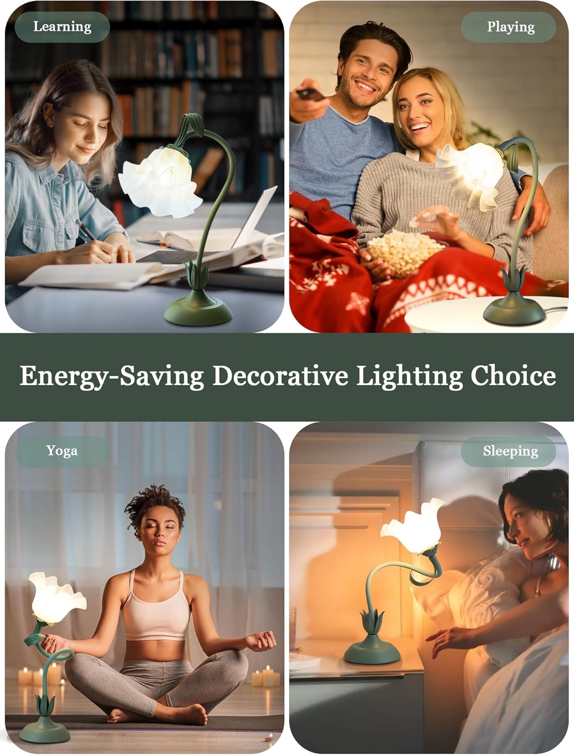 Lily of the Valley Table Lamp – Flicker-Free Soft Glow for Mindfulness Rituals, Meditation Corners, and Stress-Free Evening Reading