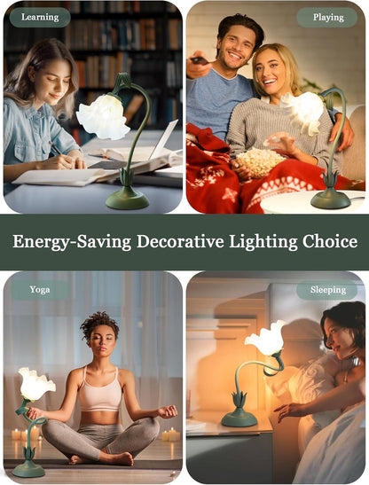 Lily of the Valley Table Lamp – Flicker-Free Soft Glow for Mindfulness Rituals, Meditation Corners, and Stress-Free Evening Reading