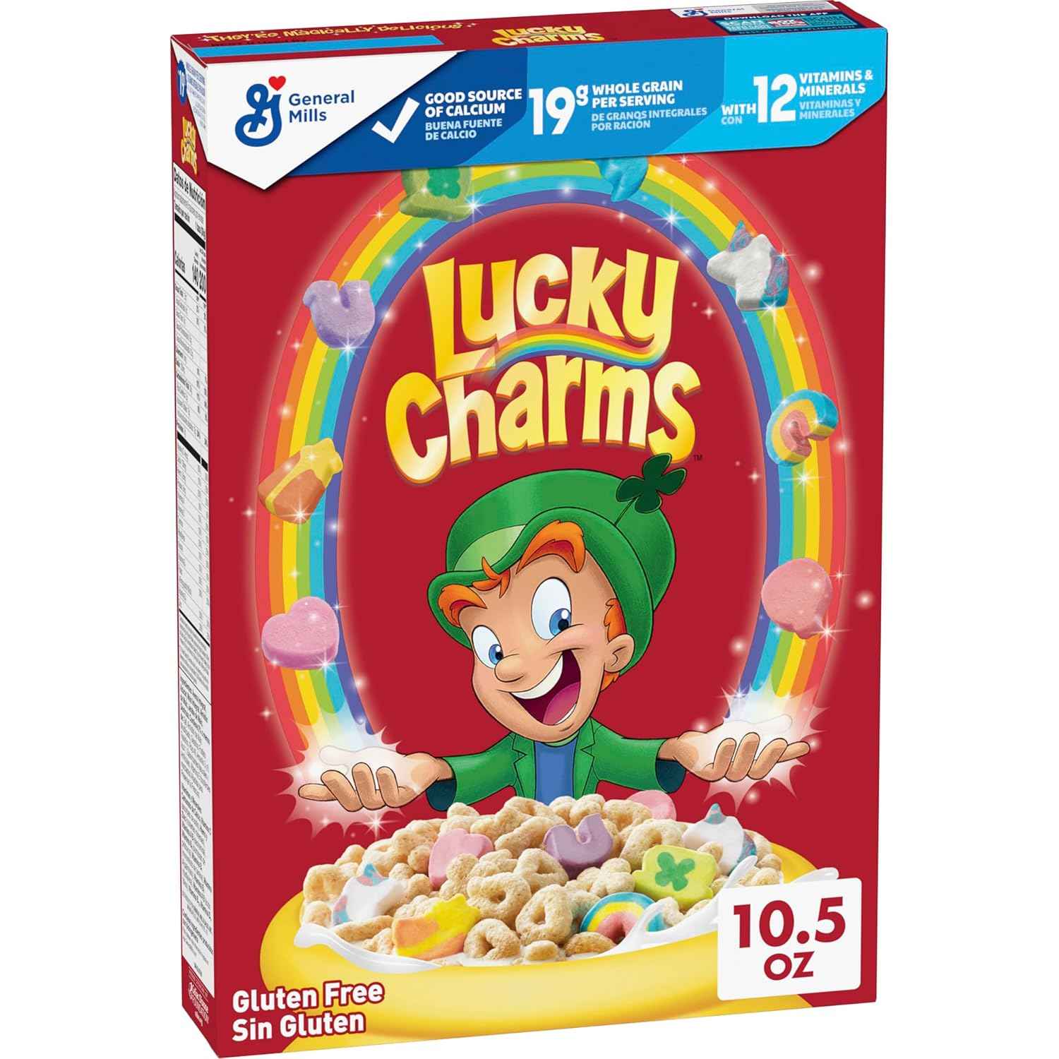 Lucky Charms Gluten Free Cereal with Marshmallows – Safe Gluten-Free Breakfast for Kids, Limited Edition Jumbo Rainbows, Giant 26.1 oz Family Box