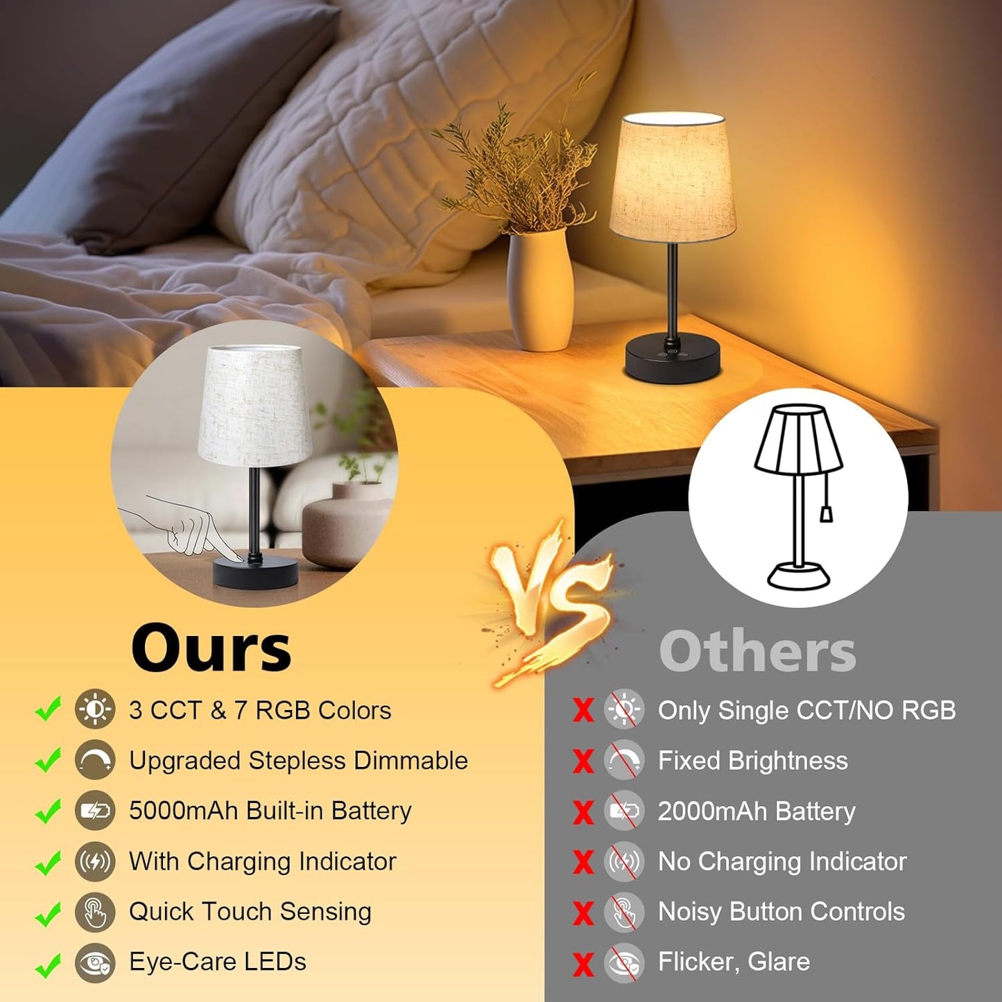 linen fabric shade providing soft, non-blinding light transmission