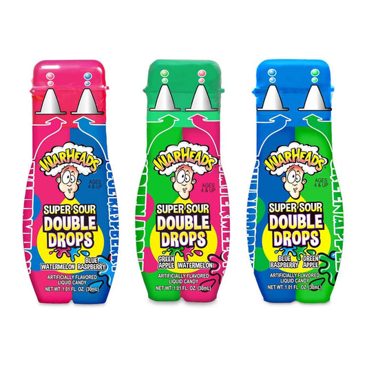 WARHEADS Super Sour Double Drops Liquid Sour Candy – Birthday Gift for Teens Who Love Extreme Sour Challenges, Assorted 3 Pack
