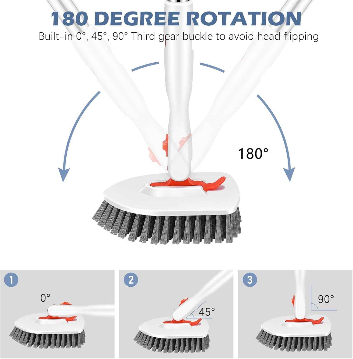SetSail Floor Scrub Brush – All-in-One Cleaner for Small Apartments, 3 Heads Replace Your Mop and Brush