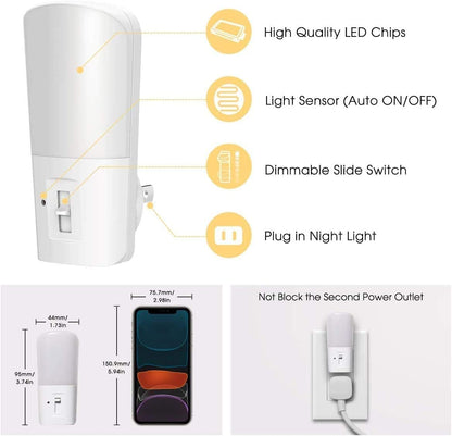 LOHAS Plug-in Night Light for Nursery and Kids Room, Dusk to Dawn Dimmable LED for Safe Nighttime Bathroom Trips