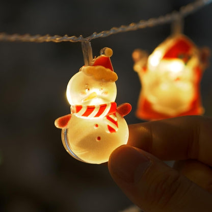 LOLStar Christmas Fairy Lights – Cozy Bedroom String Lights with Santa and Snowman Charms, Battery Operated for Mantel and Windows