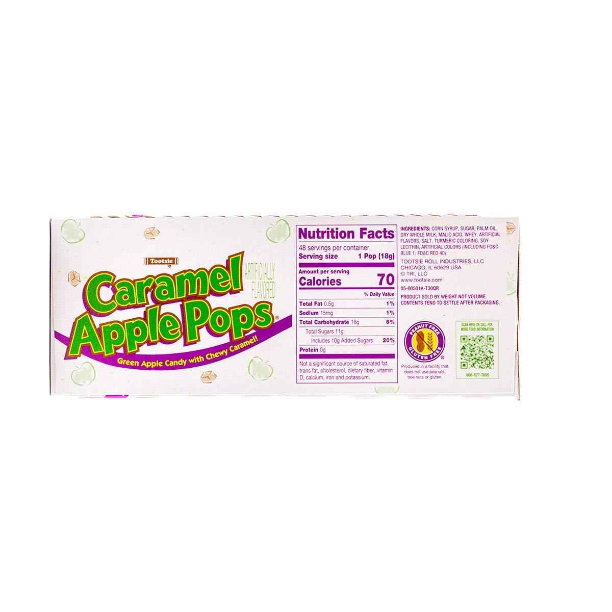 Tootsie Roll Caramel Apple Lollipops – Nut-Free and Gluten-Free School Safe Snack, Individually Wrapped 48 Count