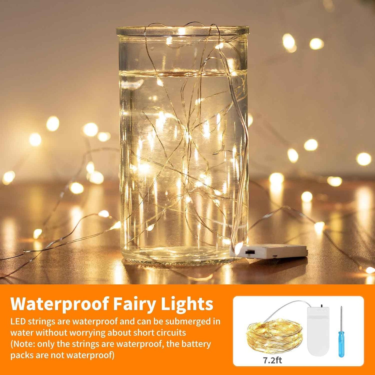 TingMiao Battery Operated Fairy Lights – Flameless Bedroom Lighting, Cool Touch 7.2 ft LED String for Sleep