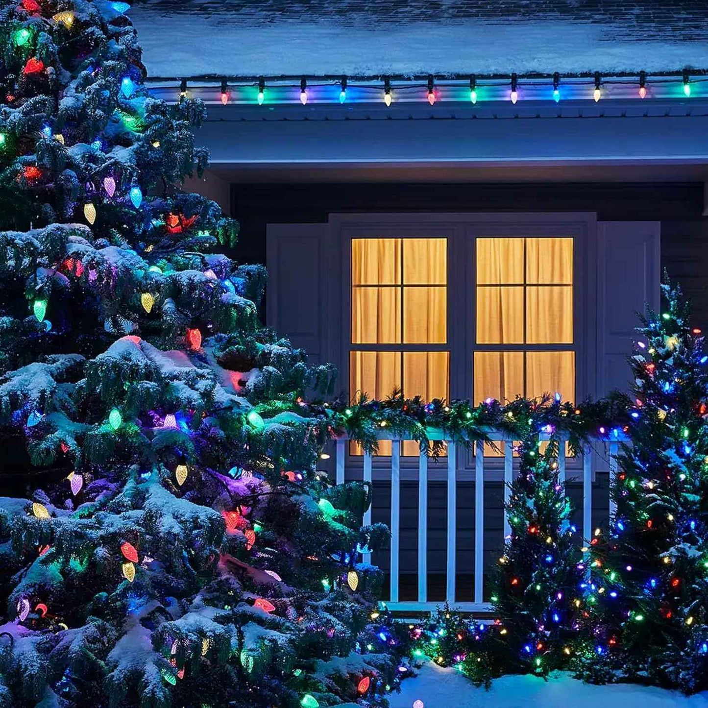 Dazzle Bright C9 Connectable Lights – Roofline & Porch Railing Curb Appeal, Link Up to 500 ft