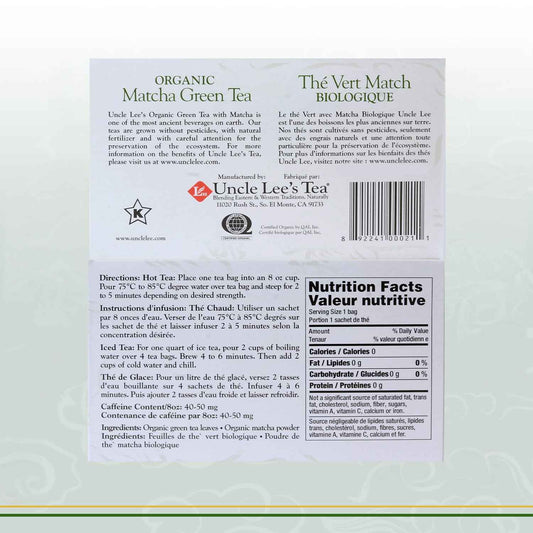 Uncle Lee's Organic Matcha Green Tea Bags – Thoughtful Wellness Gift for Mom and Her Birthday Morning