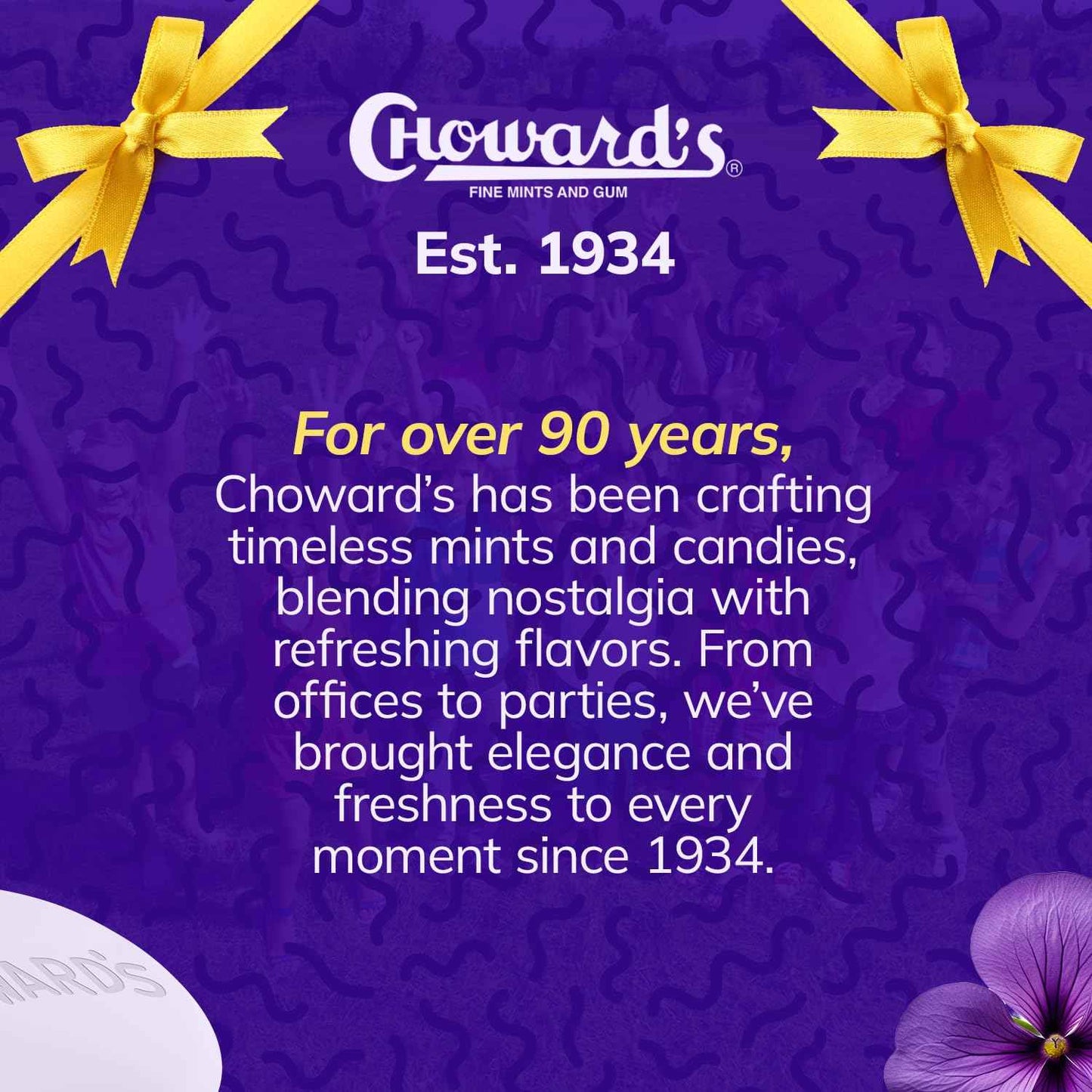 Choward's Violet Mints Candy Bag – Romantic Valentine's Day Gift for Mom, Nostalgic Floral Candy in 3-Pack