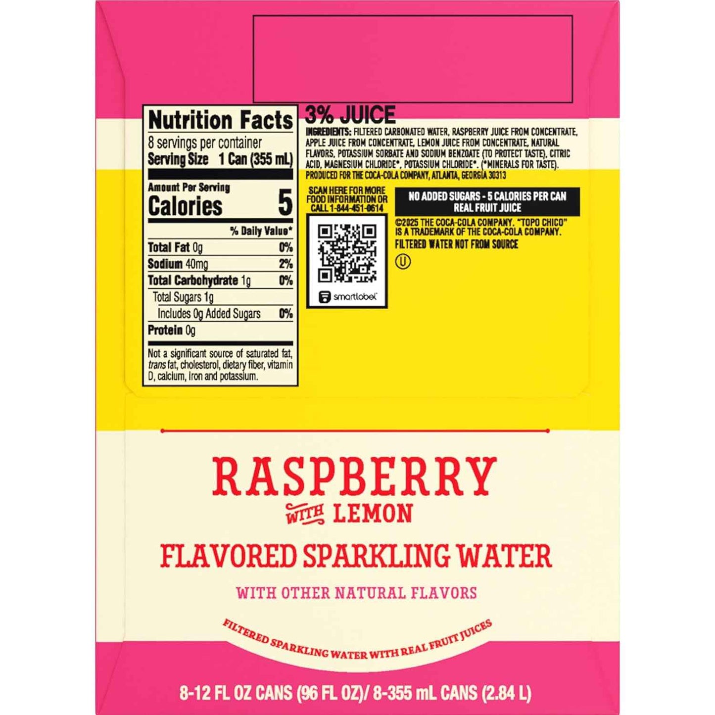 Topo Chico Sabores Raspberry with Lemon – Premium Mineral-Infused Sparkling Water for Elegant Dinner Parties, 12oz 8pk