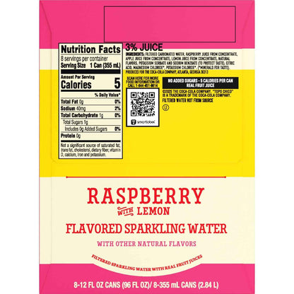 Topo Chico Sabores Raspberry with Lemon – Premium Mineral-Infused Sparkling Water for Elegant Dinner Parties, 12oz 8pk