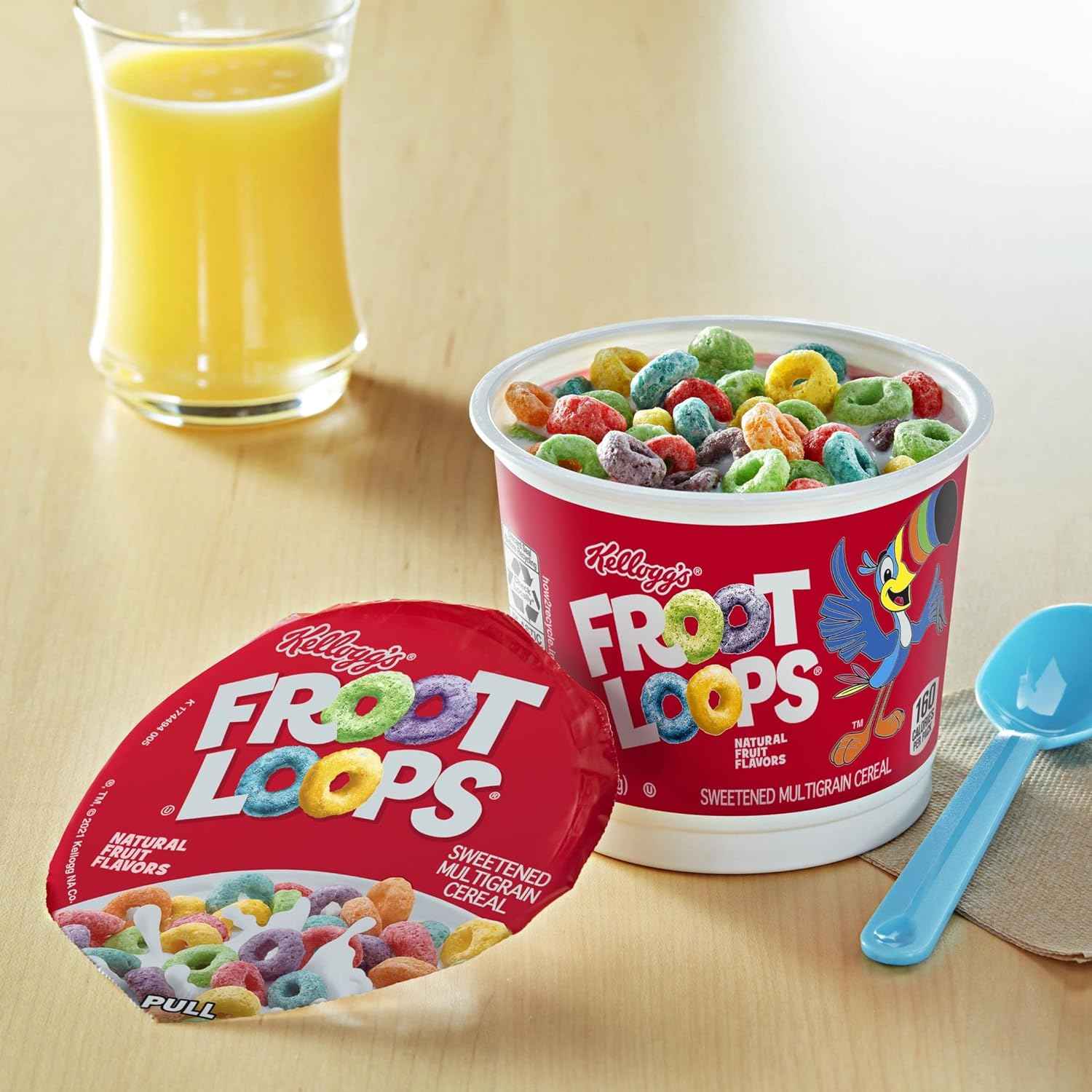 Kellogg's Froot Loops Cereal Cups – Lunchbox Snack for Kids, 12 Single-Serve 1.5oz Cups