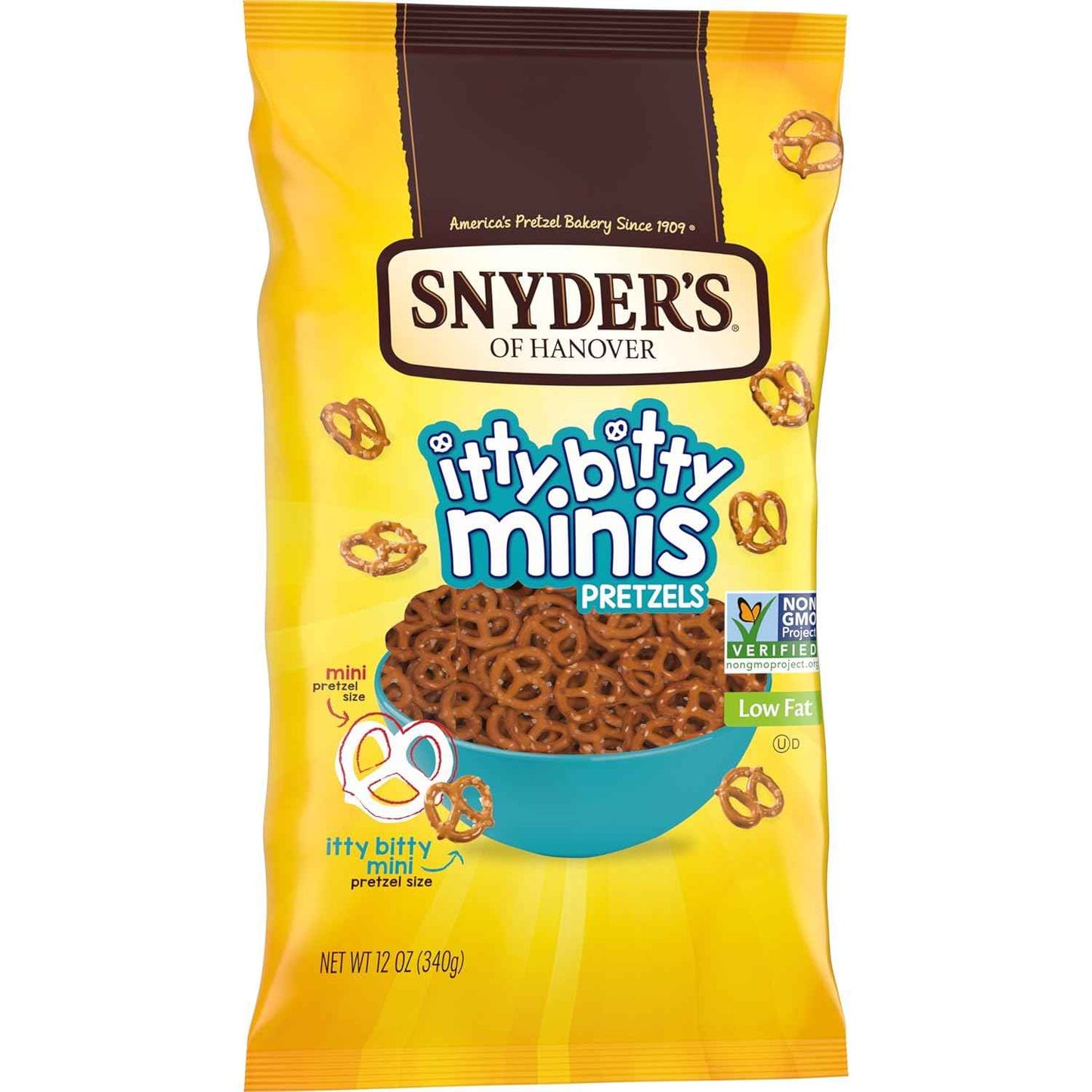 Snyder's of Hanover Itty Bitty Minis Pretzels – Nut-Free School Snack Made in a Peanut-Free Facility