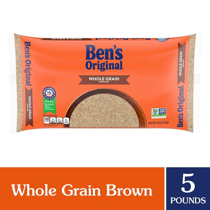 BEN'S ORIGINAL Whole Grain Brown Rice, 5 lb Bag – One Simple Whole Grain Pantry Staple for an Uncluttered Kitchen