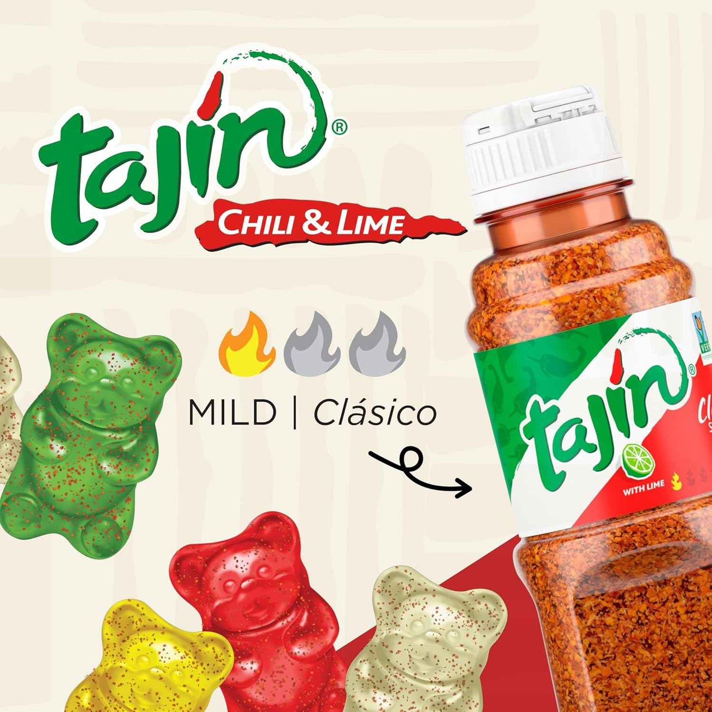 Snak Club Tajin Gummy Bears – Camping and Hiking Snack, Resealable Chili Lime Gummies