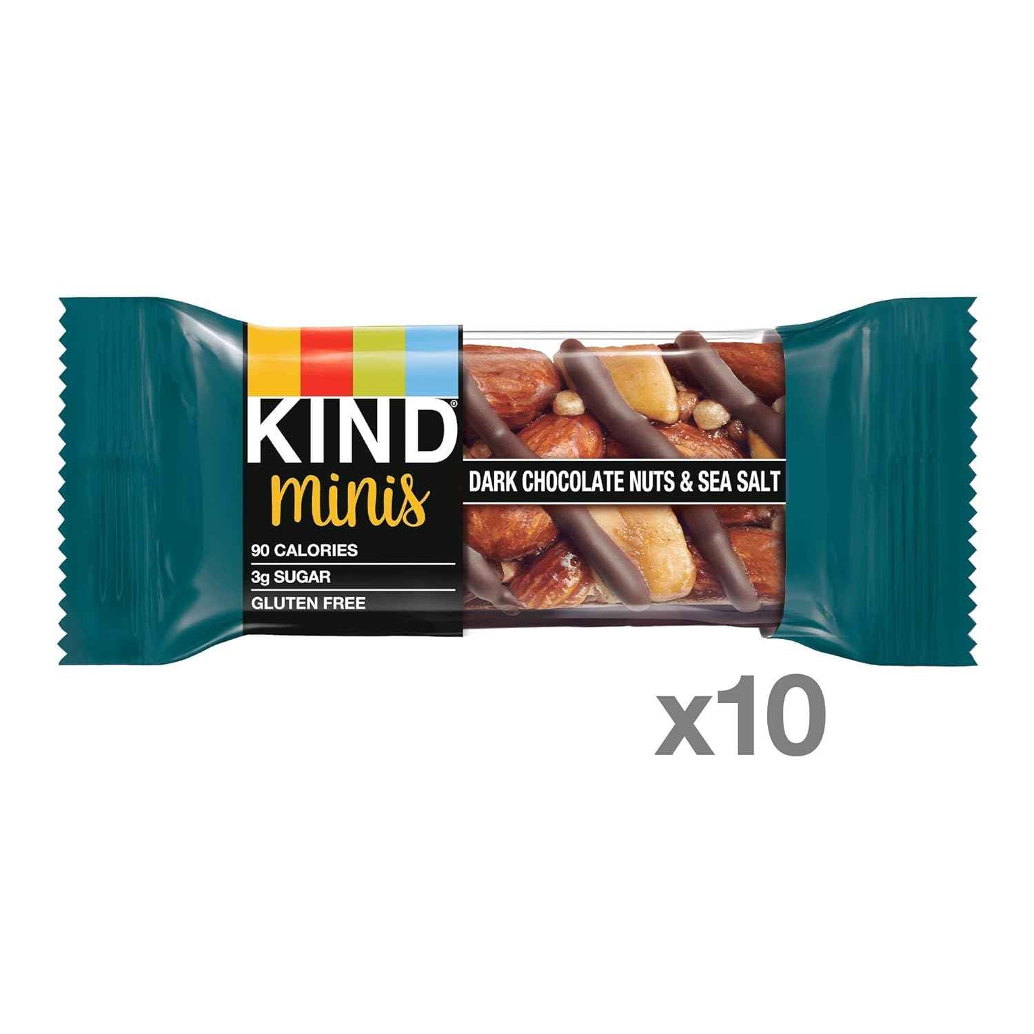 KIND Minis Dark Chocolate Nuts & Sea Salt – Blood Sugar Friendly Snack for Mindful Wellness Routines