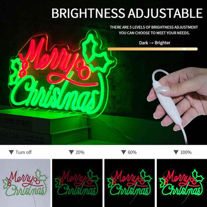 BriteLit Merry Christmas Neon Sign – Dimmable LED Wall Decor, Cozy Bedroom and Living Room Aesthetic Accent for Holiday Season