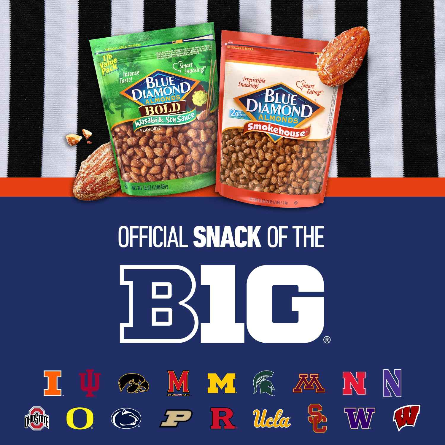 Blue Diamond Almonds Wasabi & Soy Sauce Flavored Snack Nuts – Bold Hostess Gift for Dinner Parties, 25 Oz Resealable Bag