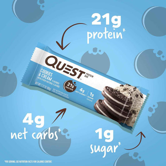 Quest Nutrition Cookies & Cream Protein Bar – Desk Drawer Snack to Power Through Afternoon Slumps