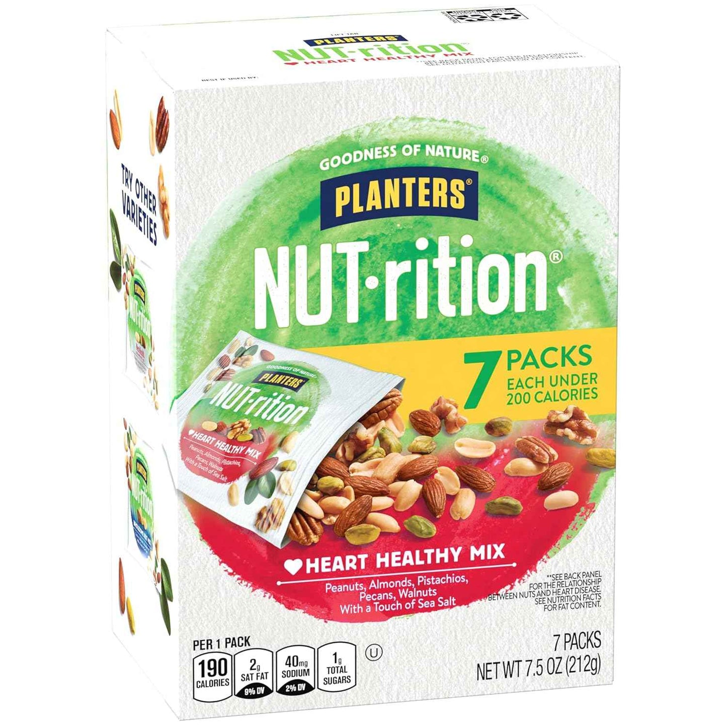 PLANTERS NUT-rition Heart Healthy Walnut Mix – Lightweight Trail and Hiking Snack Pouches, 7 Resealable Single-Serve Packs for Active Lifestyles