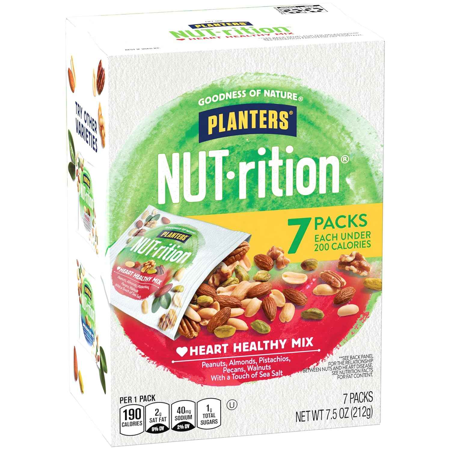 PLANTERS NUT-rition Heart Healthy Walnut Mix – Lightweight Trail and Hiking Snack Pouches, 7 Resealable Single-Serve Packs for Active Lifestyles