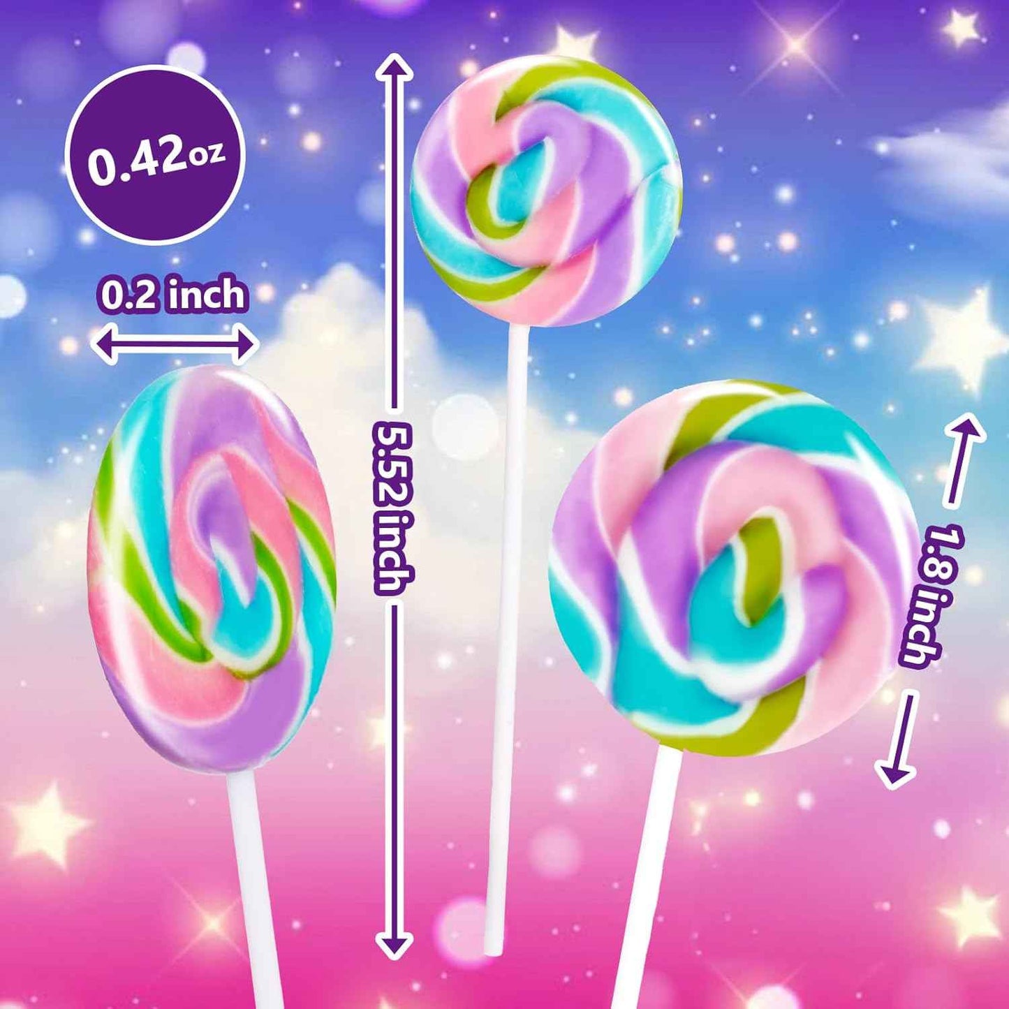 Rainbow Twisty & Swirl Lollipops 32pk – Mermaid Unicorn Themed Party Favor Gifts for Girls Birthday