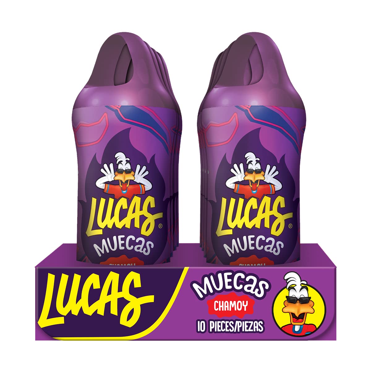 Lucas Muecas Chamoy Lollipops – Kids Party Candy Pack for Piñata Stuffing and Treat Bags, 10 Count